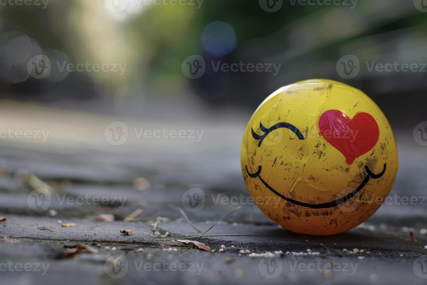 A yellow smiley face with a heart on it photo