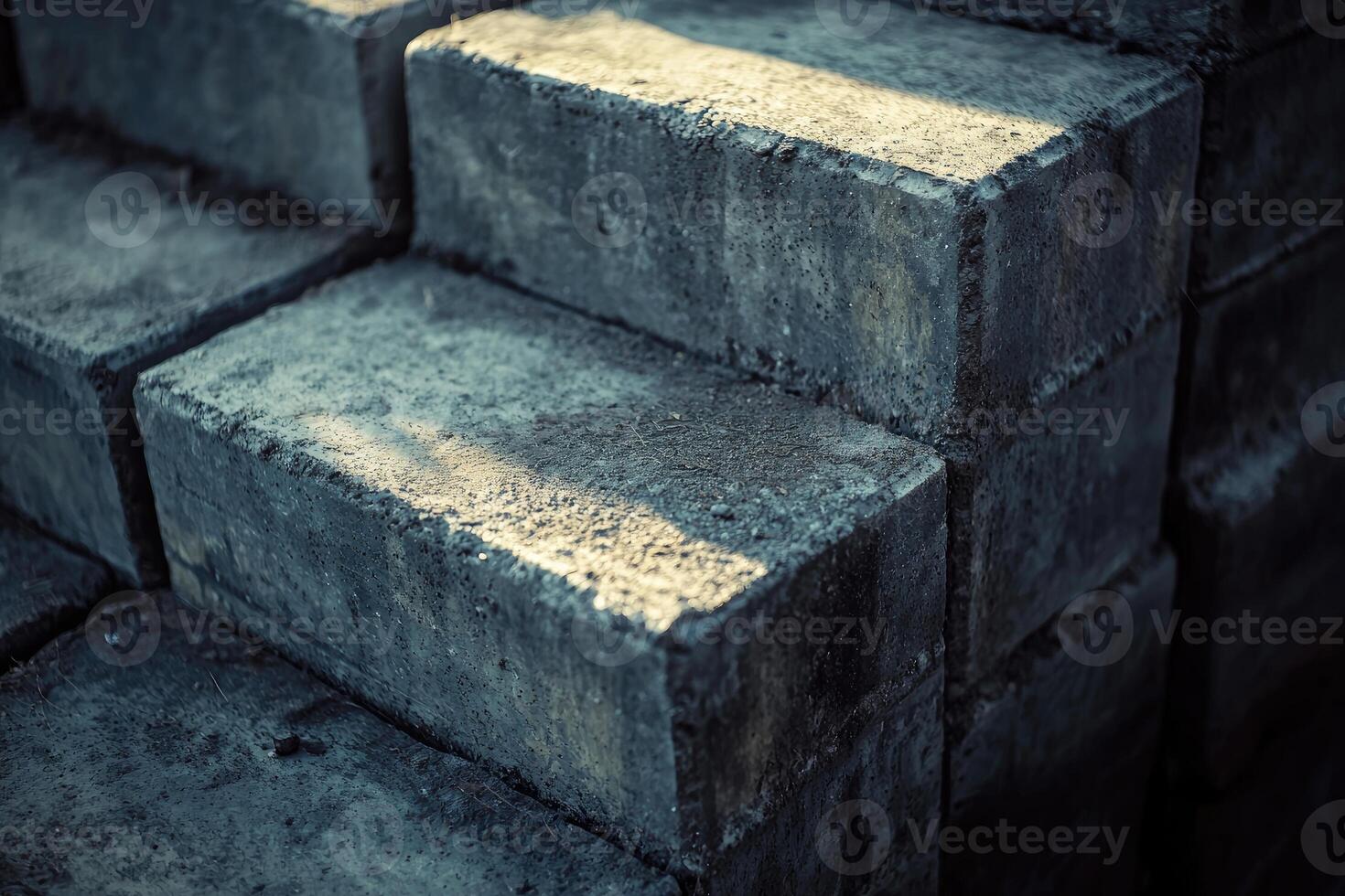 Stacked Concrete Blocks Basking In Sunlight photo