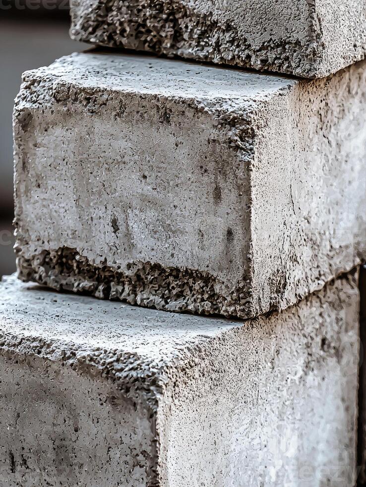 Stacked Concrete Blocks Showing Rough photo