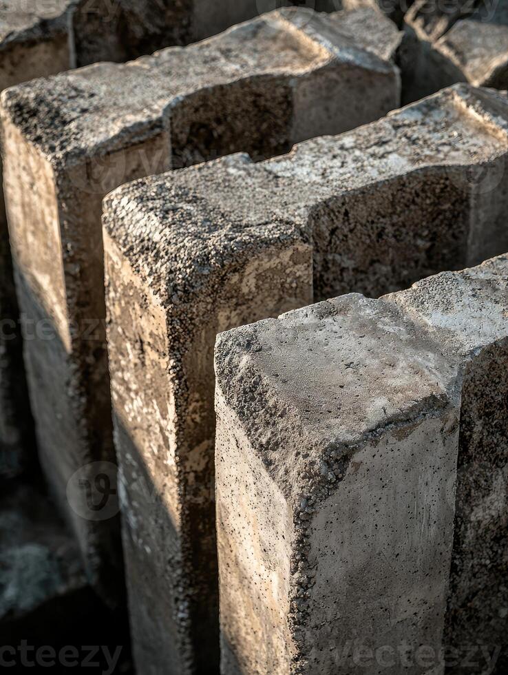 Concrete Blocks Stacked In A Pattern photo