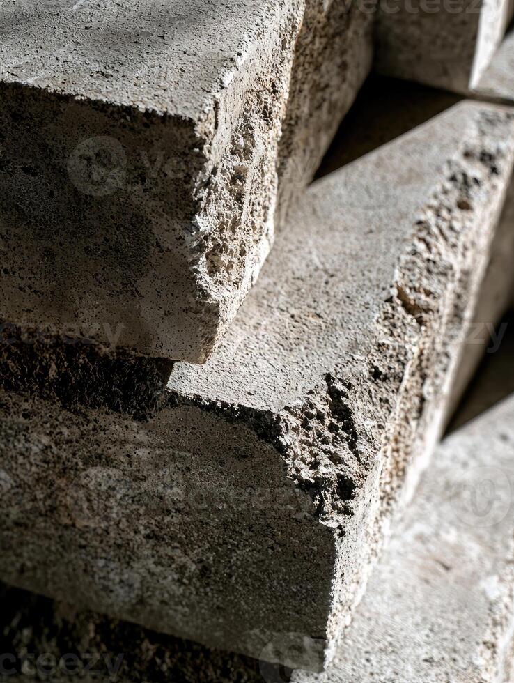 Stacked Concrete Blocks Showing Texture pattern photo