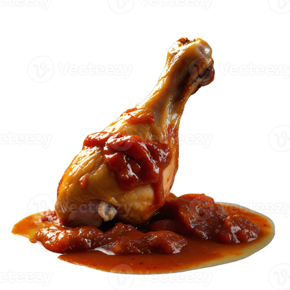 A chicken leg with sauce on it png