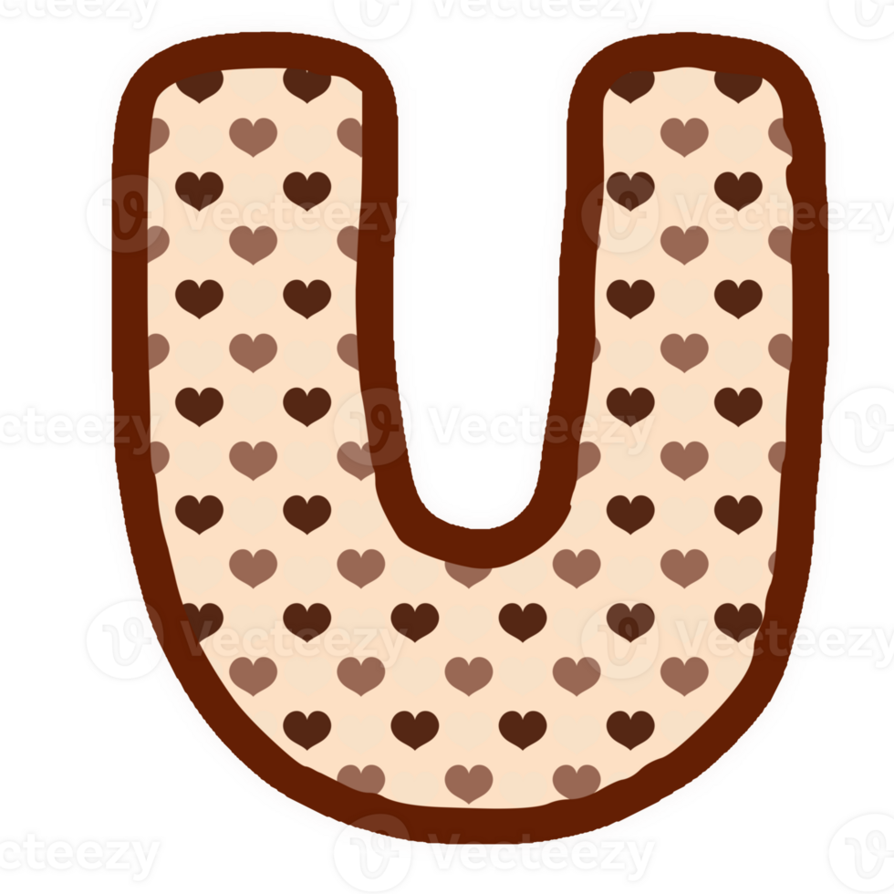 a heart shaped letter U with brown and white png