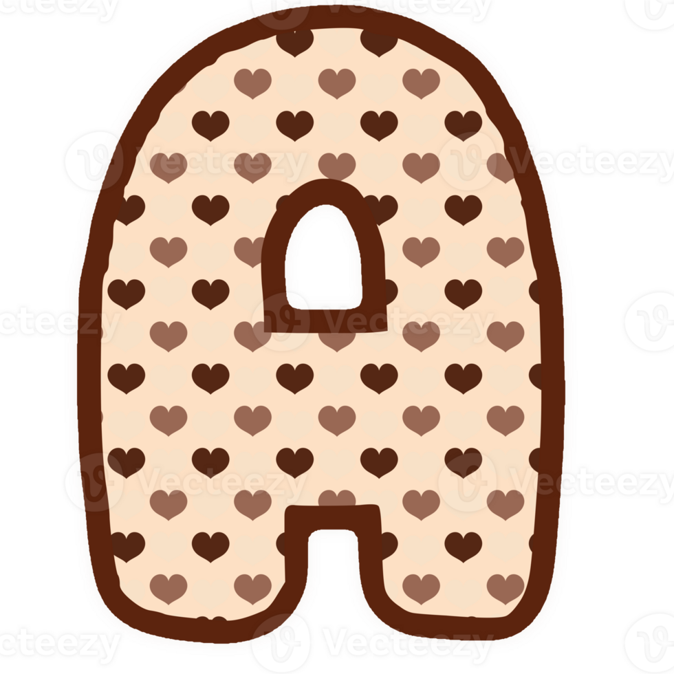 a heart shaped letter a with brown and white polka dots png