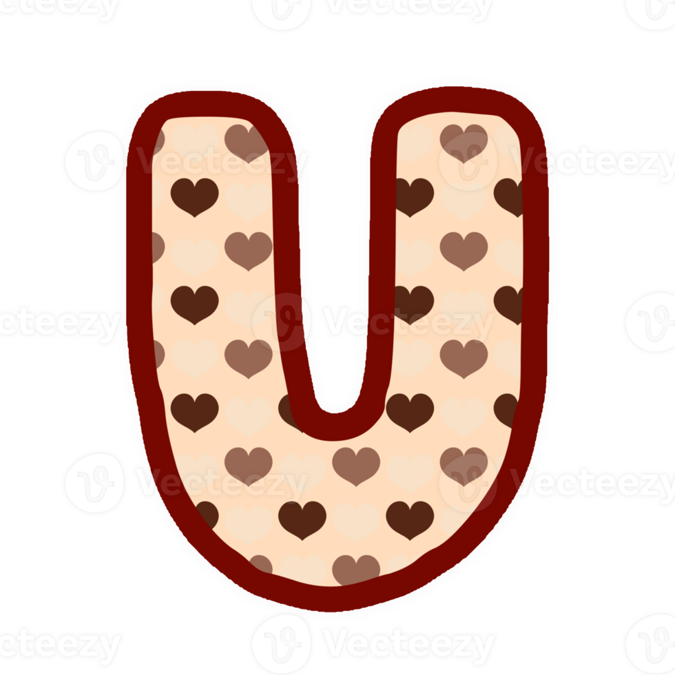 a heart shaped letter u with brown and white polka dots png