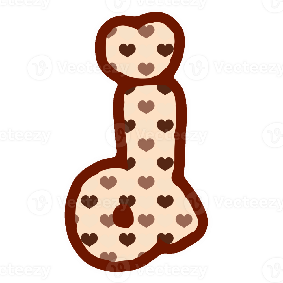 a brown and white letter J with hearts png