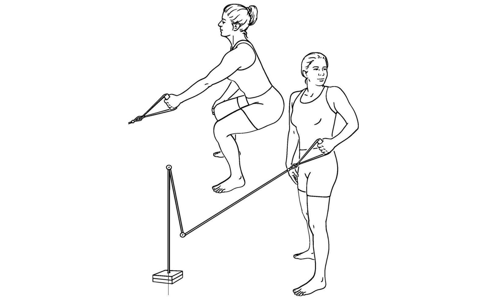 Resistance Band Squat Row Exercise Strength Training Workout Illustration vector
