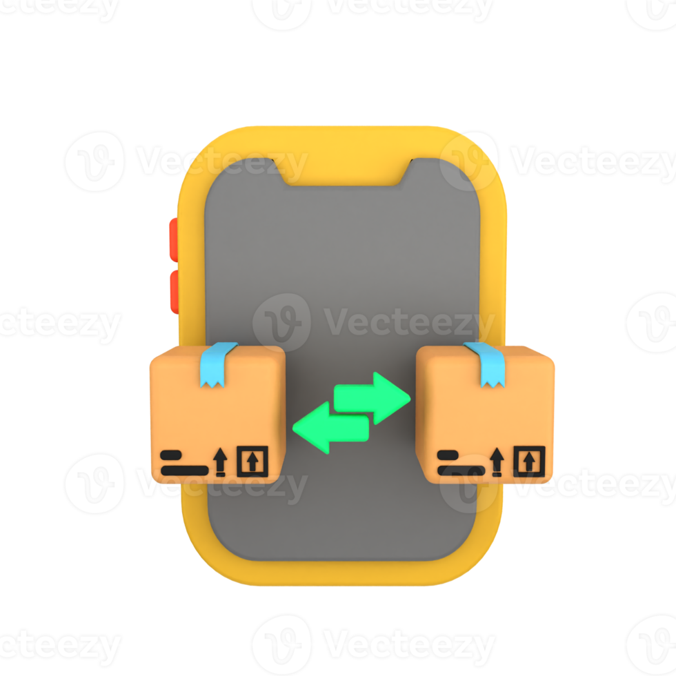 delivery process phone sign mobile 3d icon png