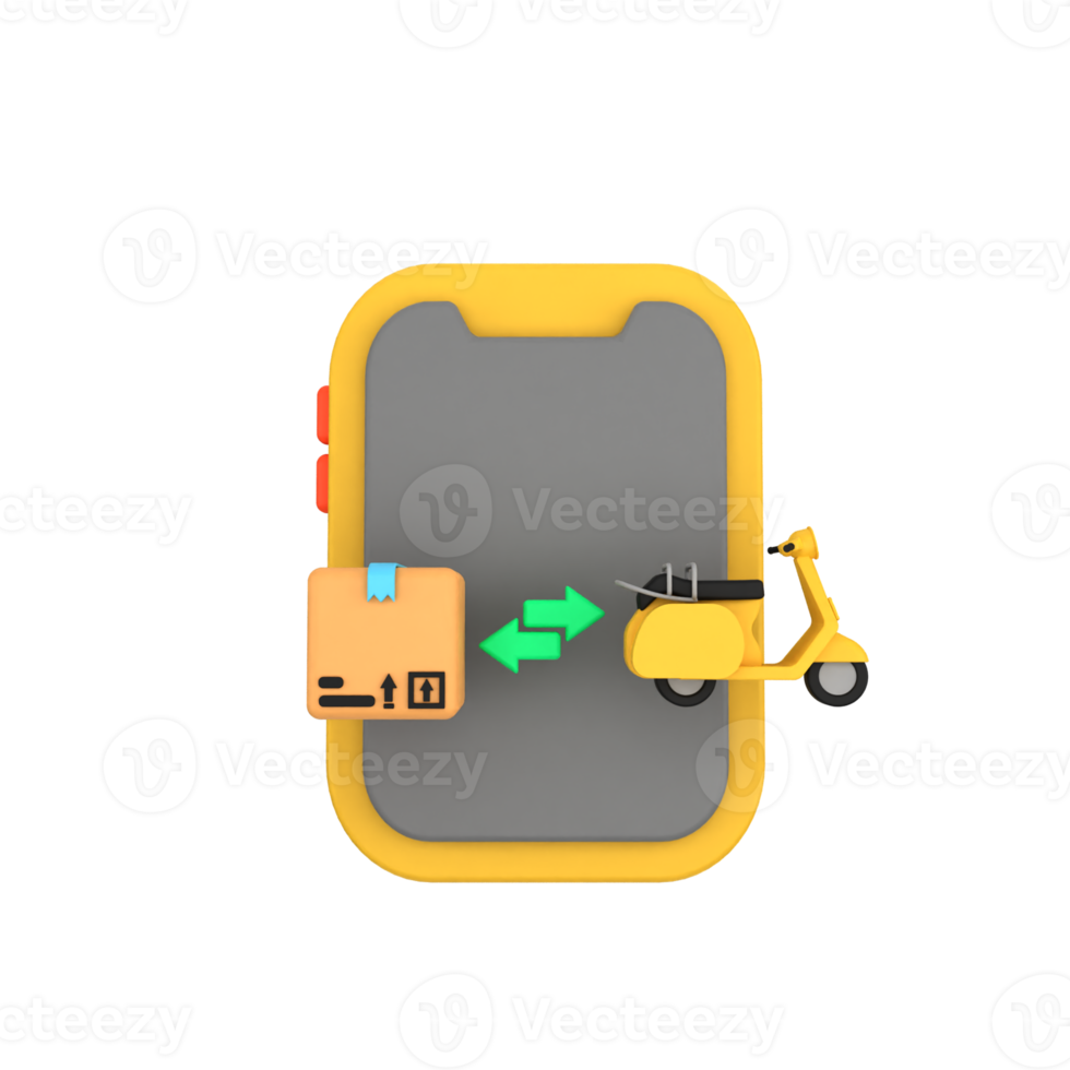 delivery process mobile phone 3d icon png