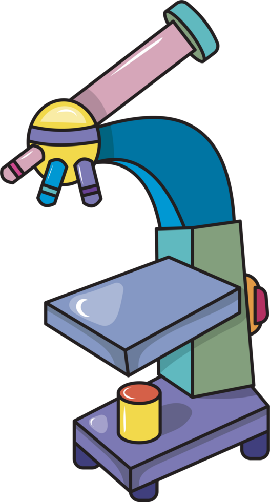 Hand-Drawn of Colorful Microscope Illustration png