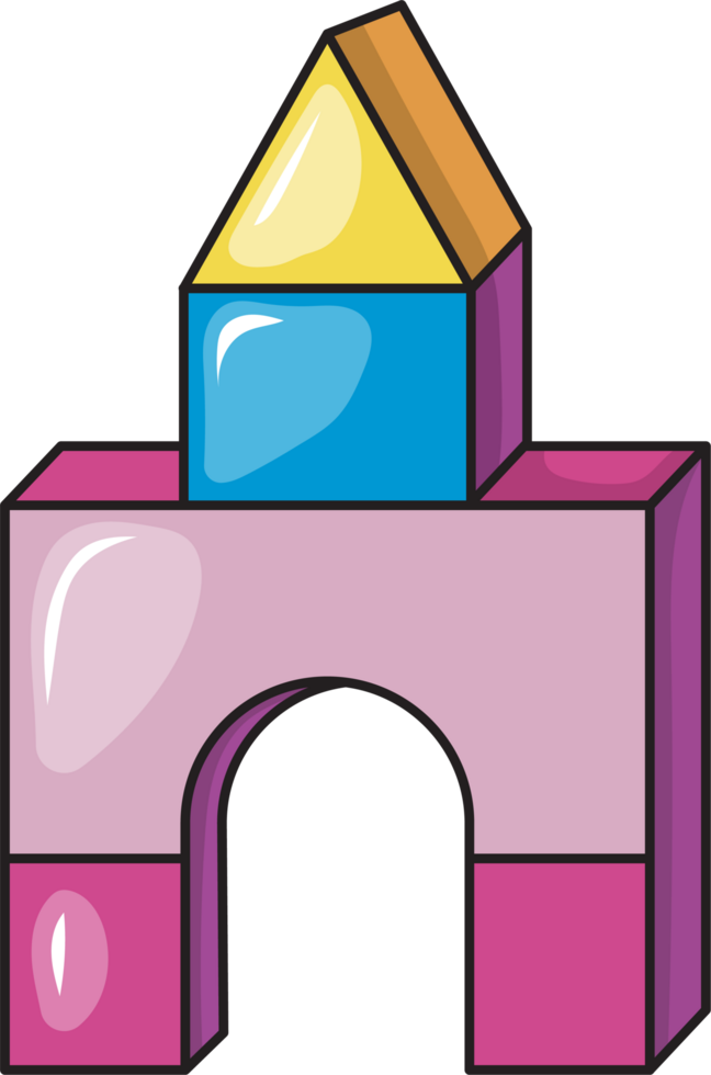 Colorful Building Block Castle Illustration png
