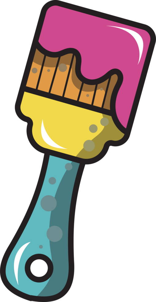 Colorful Cartoon Paintbrush Illustration wint pink paint png