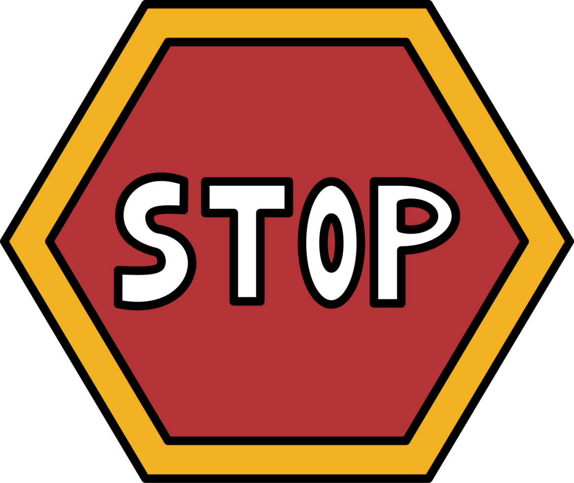 Illustration of Hexagonal Stop Sign png
