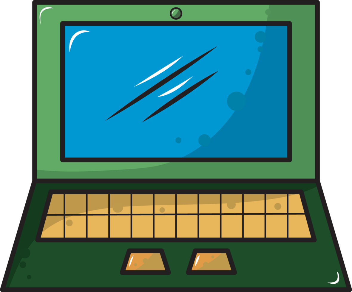 Cartoon Hand-Drawn Style Laptop Illustration png