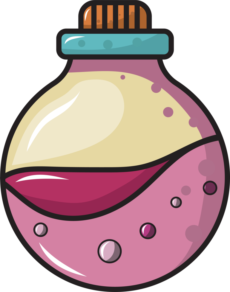 Colorful Hand-Drawn chemical fluid Bottle Illustration png