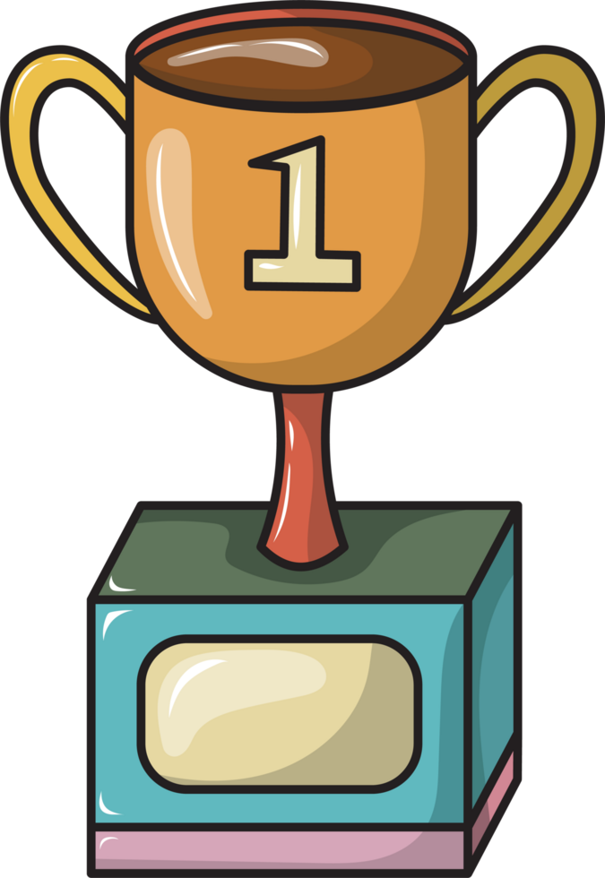 Colorful First Place Trophy Illustration png