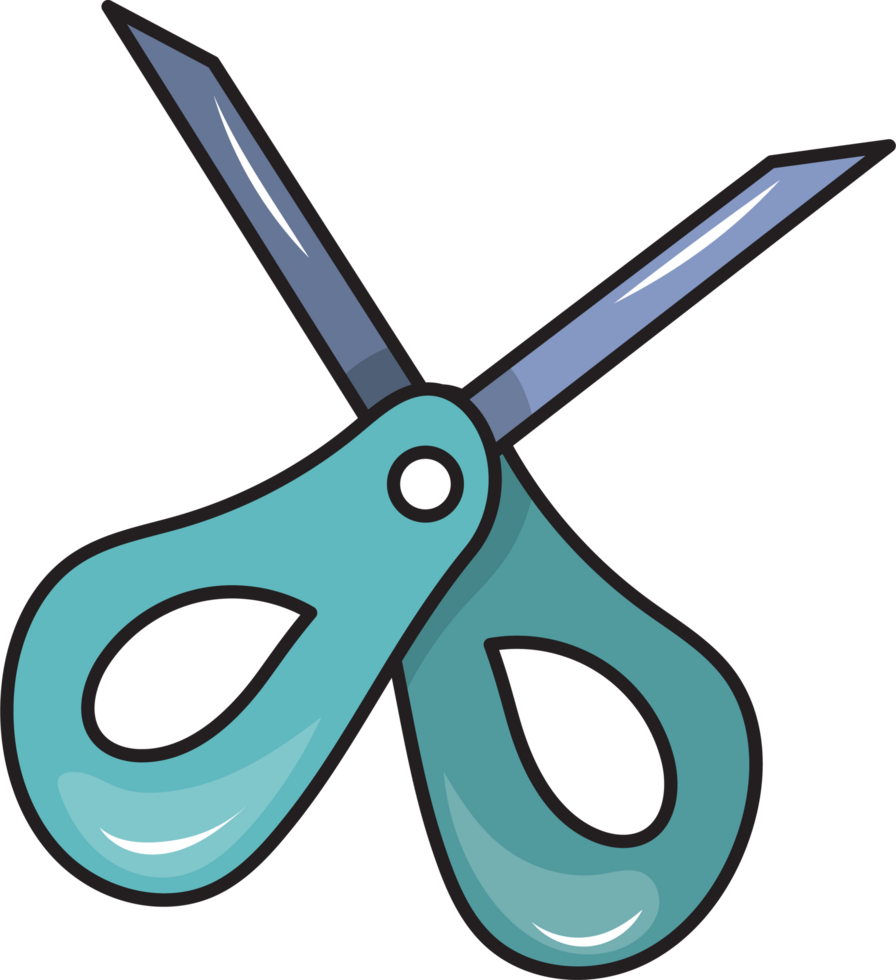 Hand-Drawn of Green Cartoon Scissors Illustration png