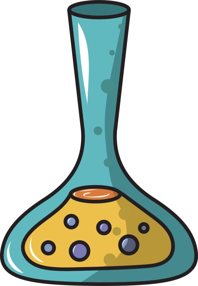 Hand-Drawn of Colorful Laboratory Beaker Illustration png