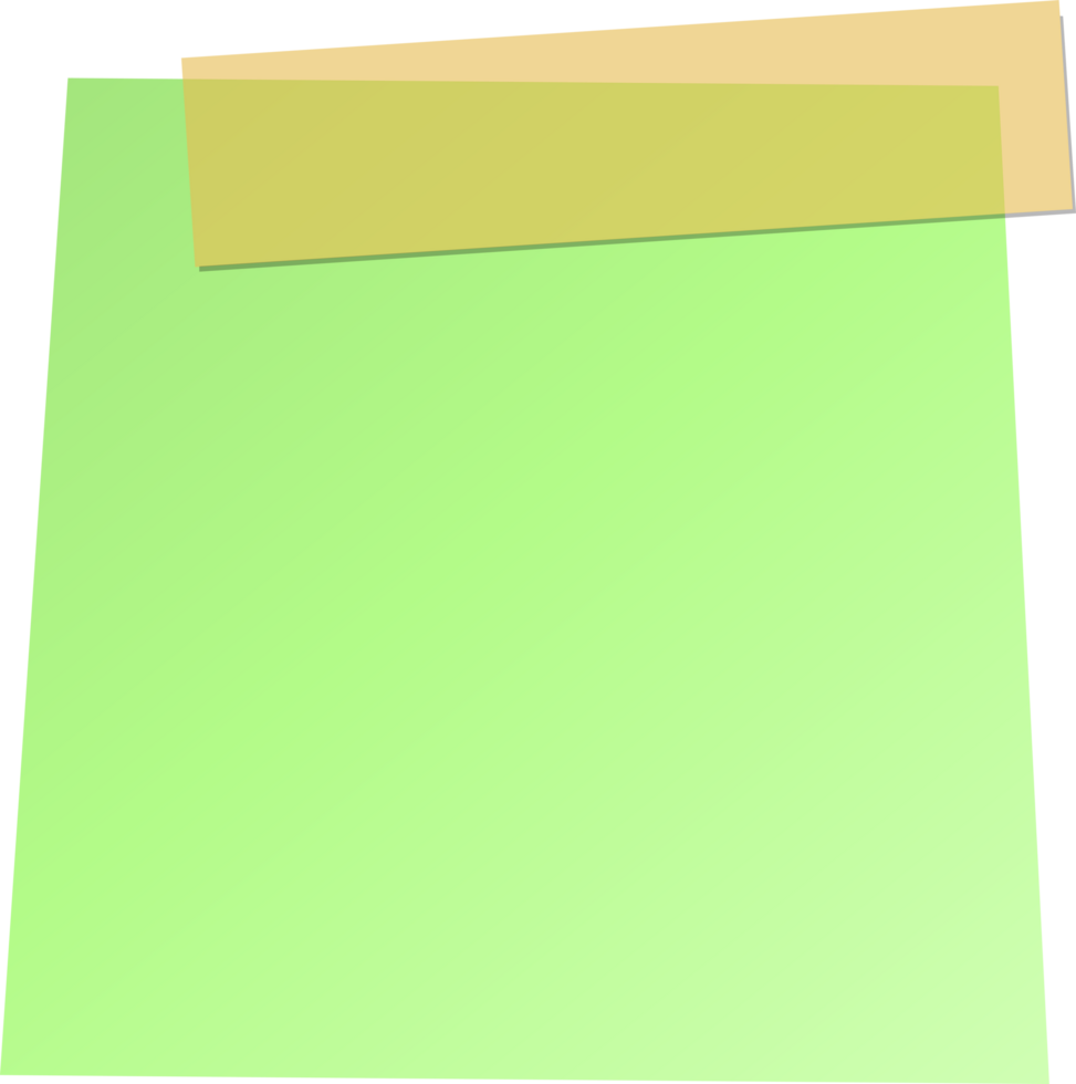 A green sticky note with a yellow strip png
