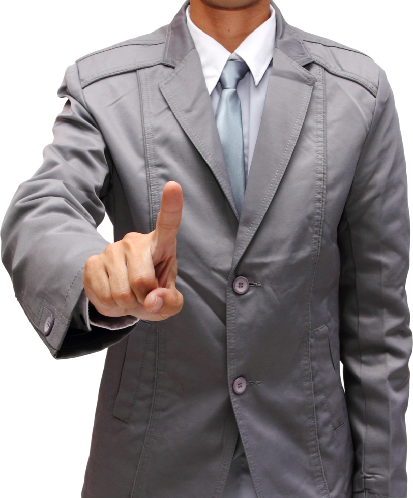 A man in a suit is pointing at something png