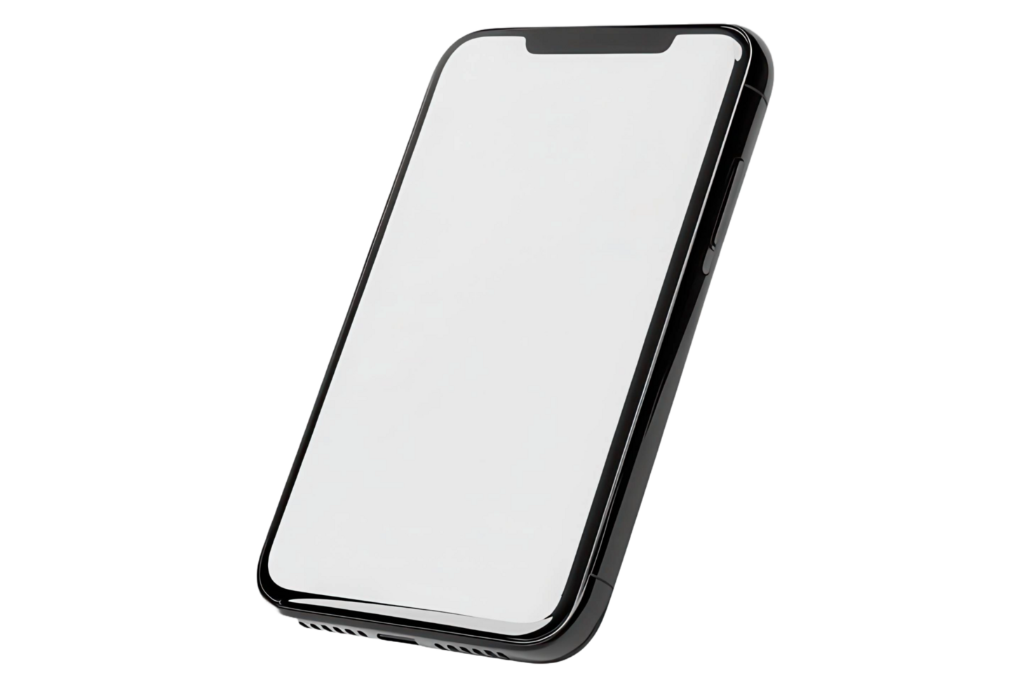 Black framed smartphone with a blank white screen png