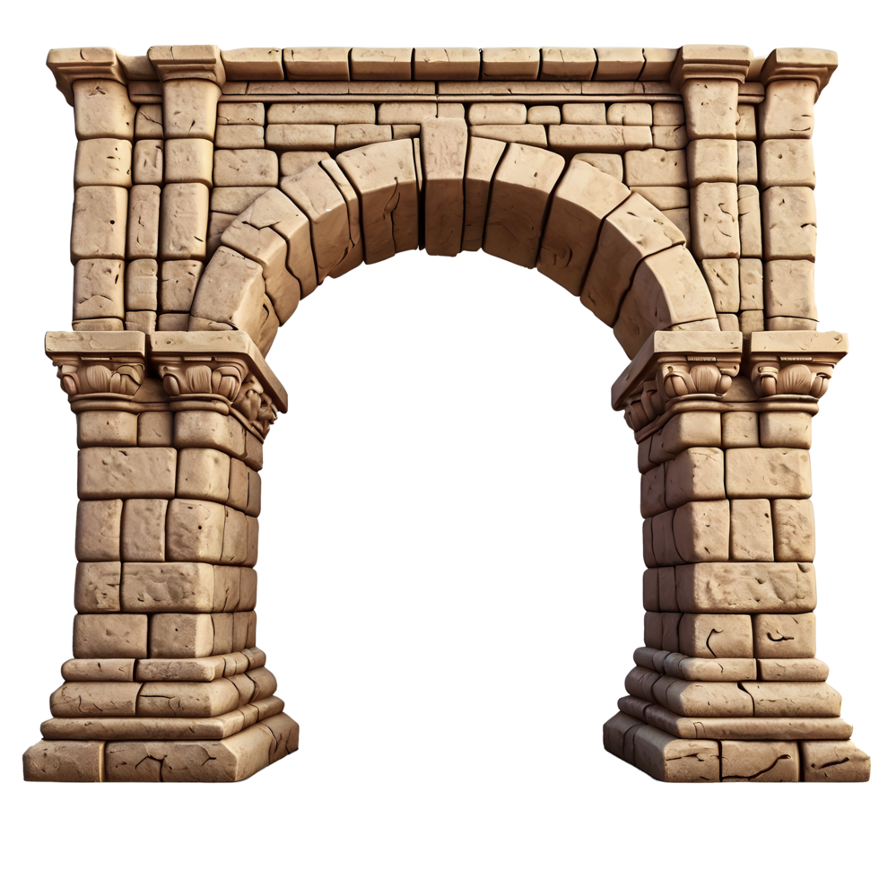 Arch with stone pillars on a transparent background png