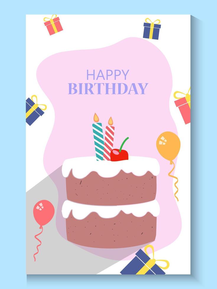 birthday poster card template with cake and candles vector