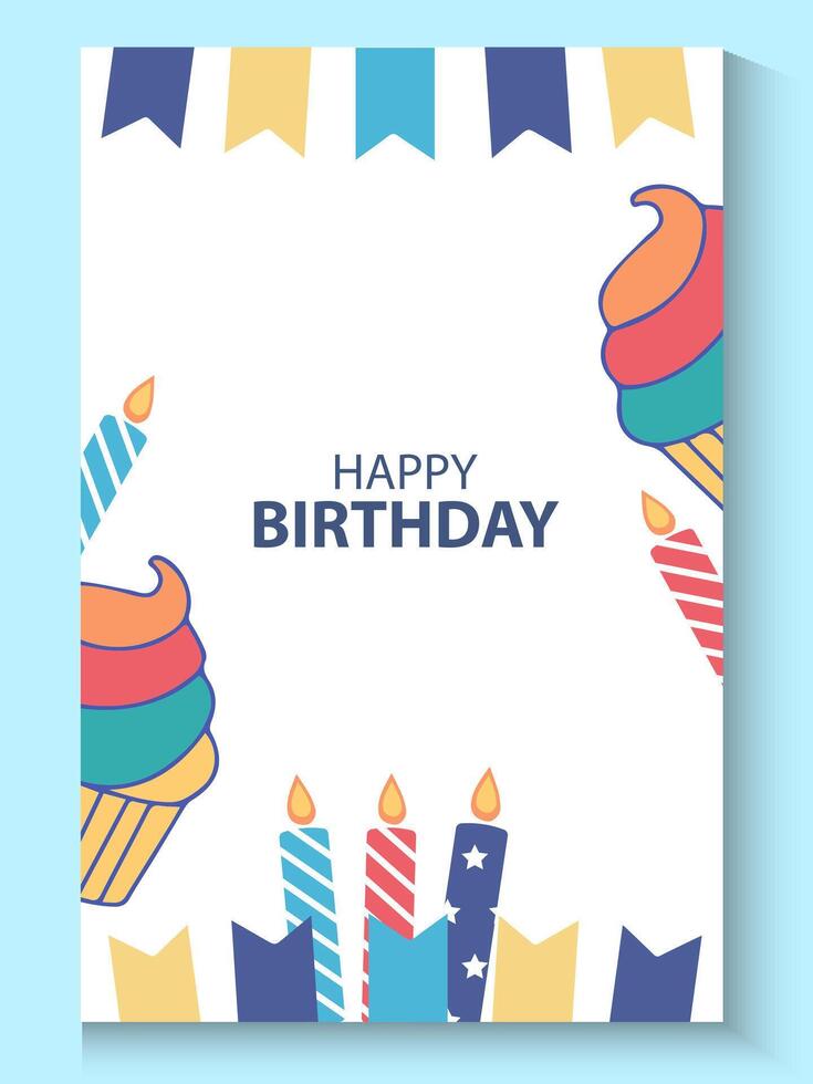 birthday card or poster with cupcakes and candles vector