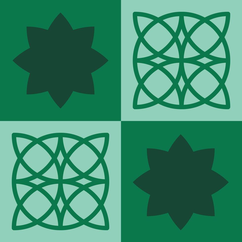 Four celtic designs on a green background vector