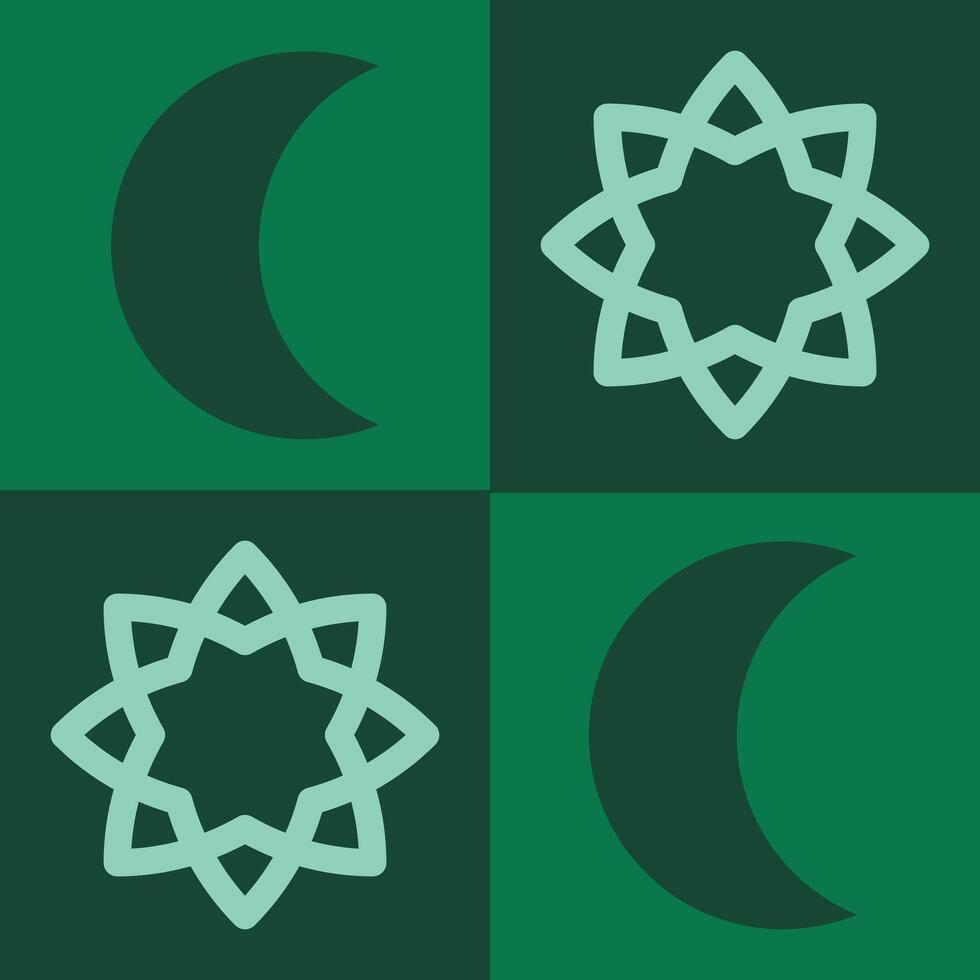 Four different islamic symbols on a green background vector