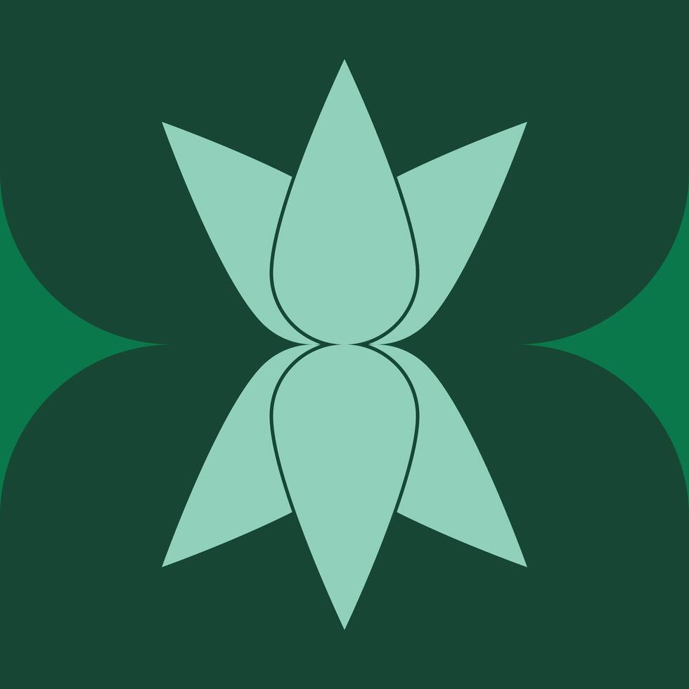 A green and white logo with a flower vector