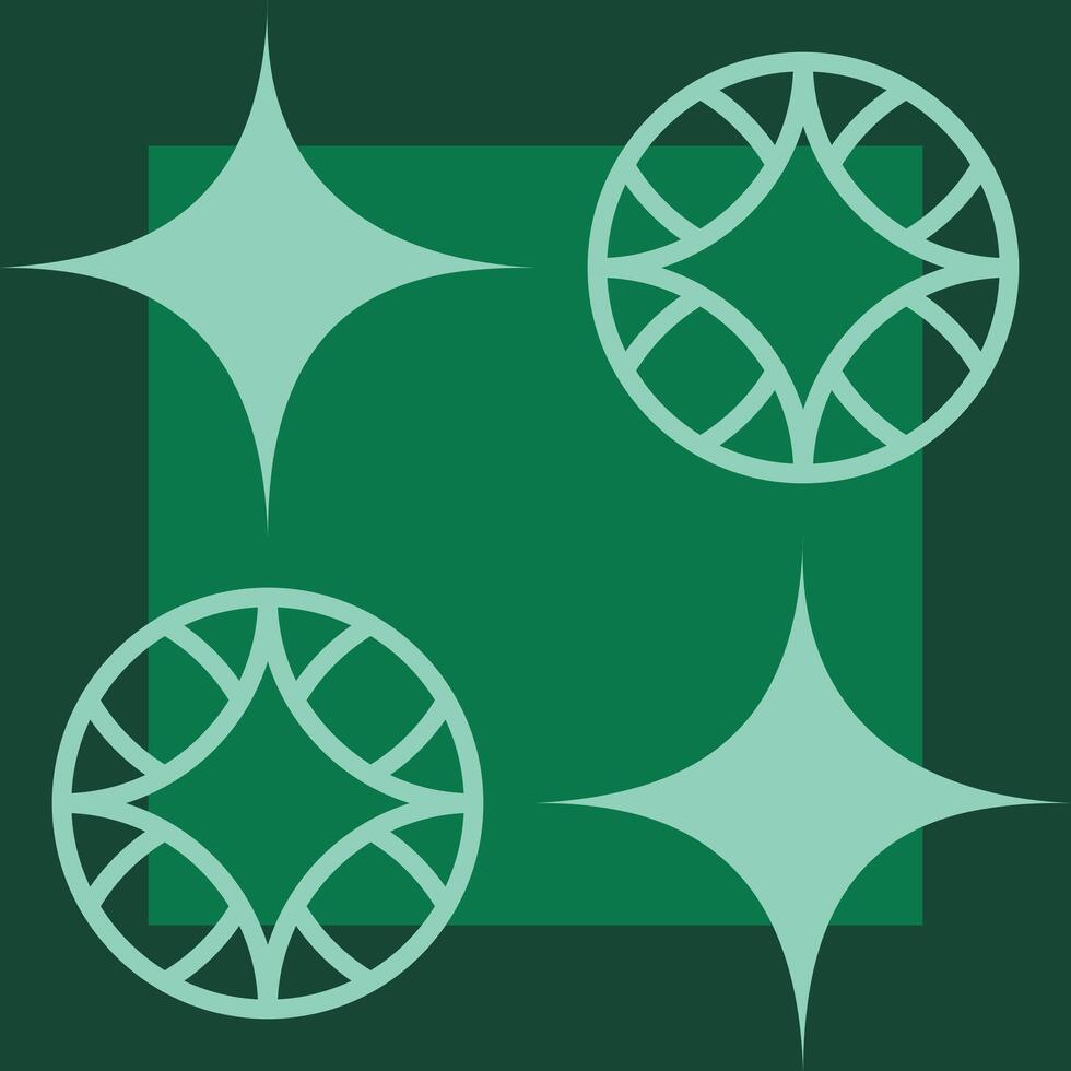 A green square with three circles on it vector