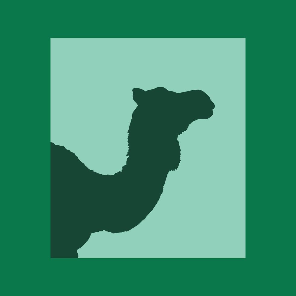 A camel silhouette on a green background vector