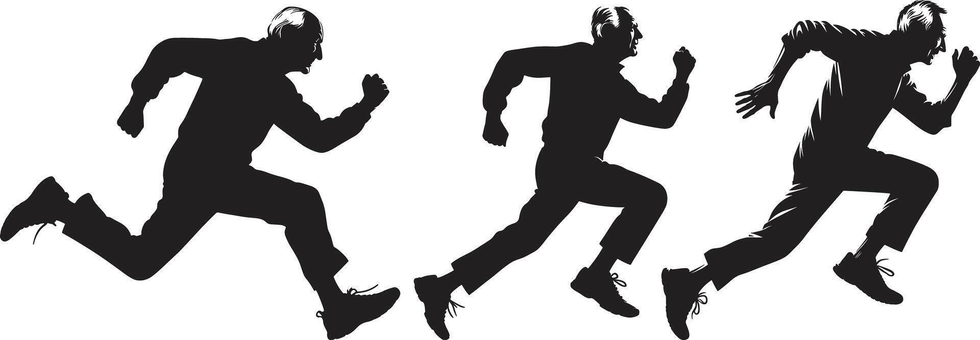 Silhouette Of A Running Man Illustration, An Active Elder Man Jogging vector