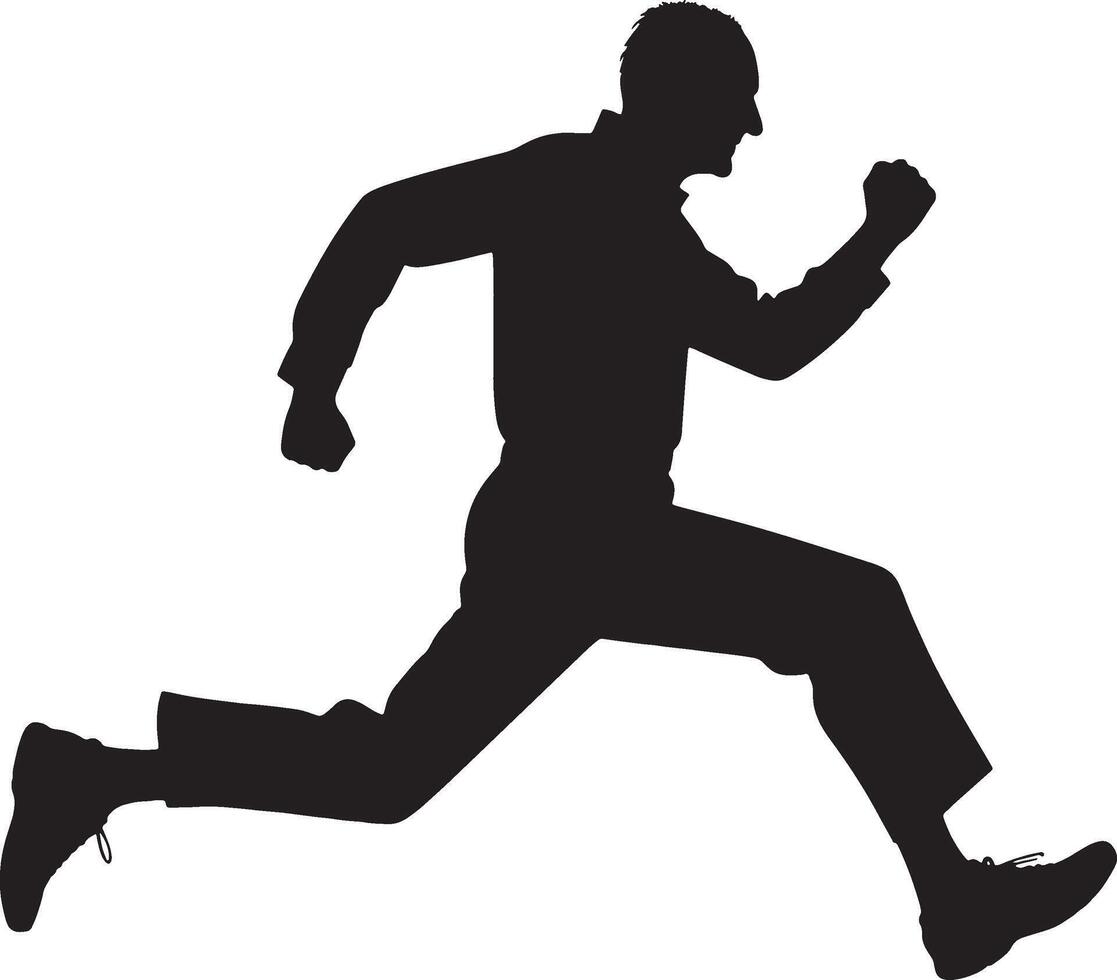 An Active Elder Man Jogging Silhouette vector