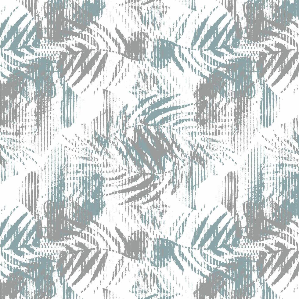 A blue and white palm leaf wallpaper vector