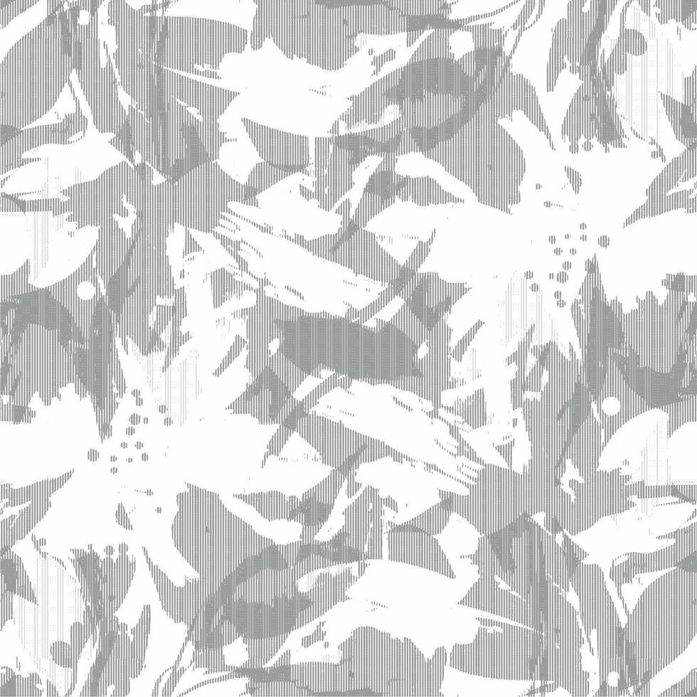 A gray and white abstract pattern with a large leaf vector