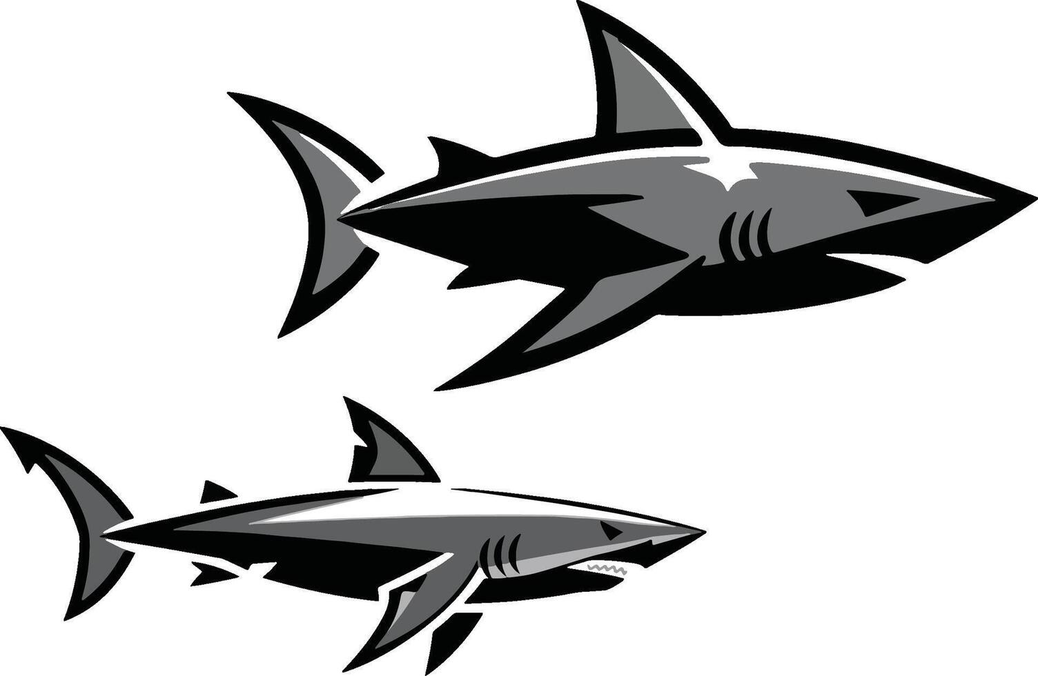 Dynamic Shark Illustrations - Bold and Striking Shark Graphics vector