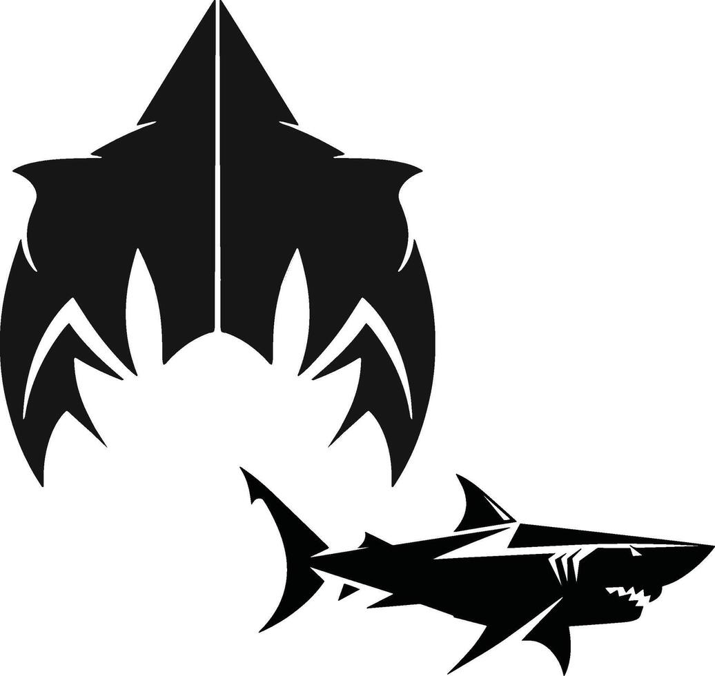 Abstract Shark Silhouette Art Unique Marine Life Design vector