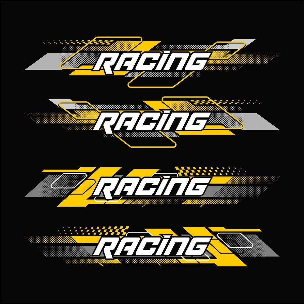 Collection of motorcycle and car stickers gradient racing graphic vector