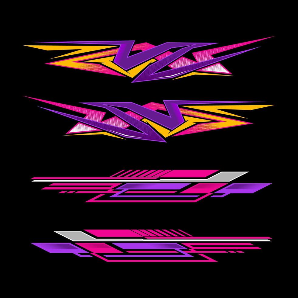 Gradient car sticker collection graphic decal sticker racing vector