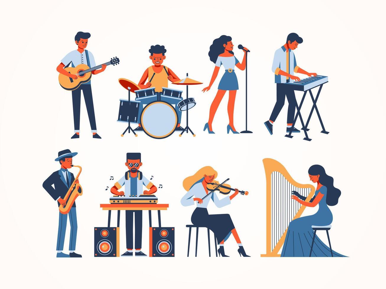 Character Playing a Musical Instrument, cartoon. Suitable for musical events and design elements vector