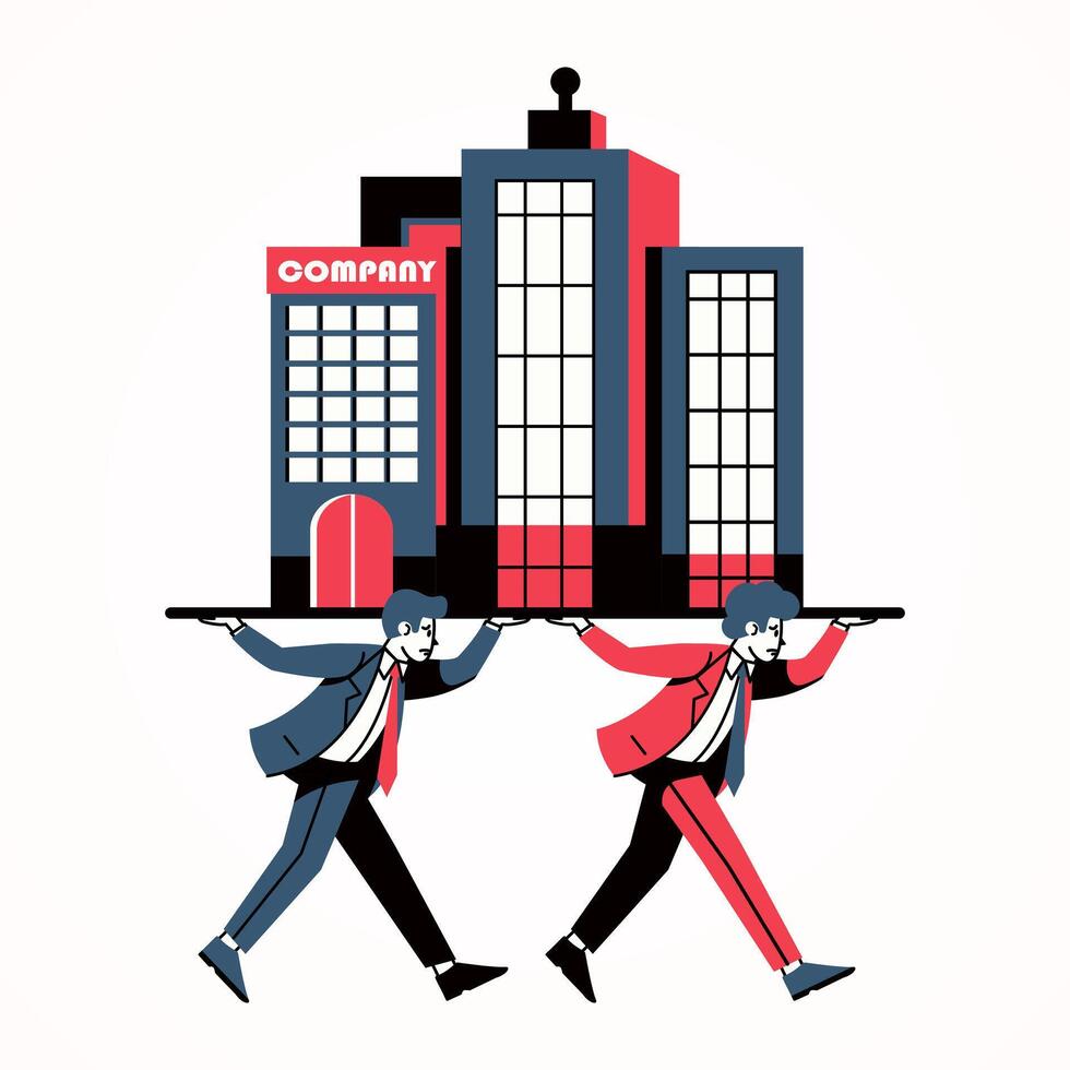 Employee carrying company office, flat cartoon. Suitable for career and business vector