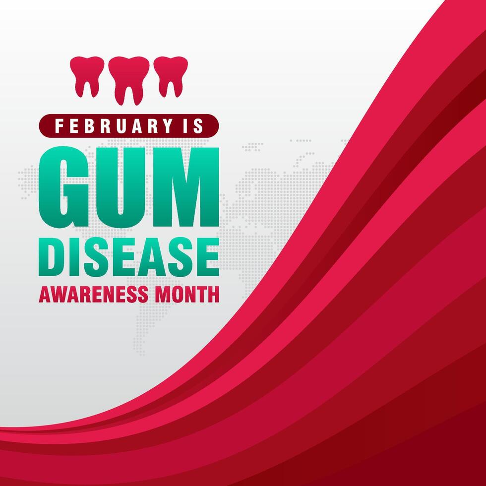 february is gum disease awareness month. With ribbon and text vector