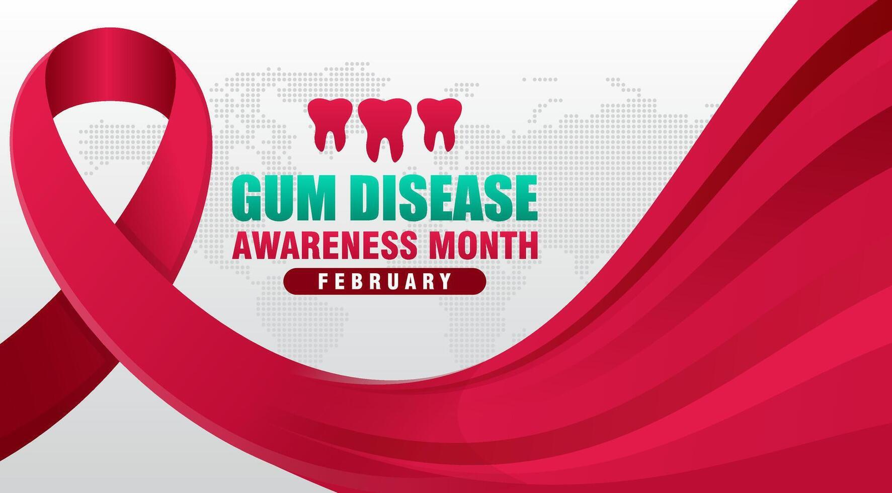 Gum Disease Awareness Month background. With ribbon and text. Observed annually in February. Suitable for templates, cards, posters, banners, etc vector