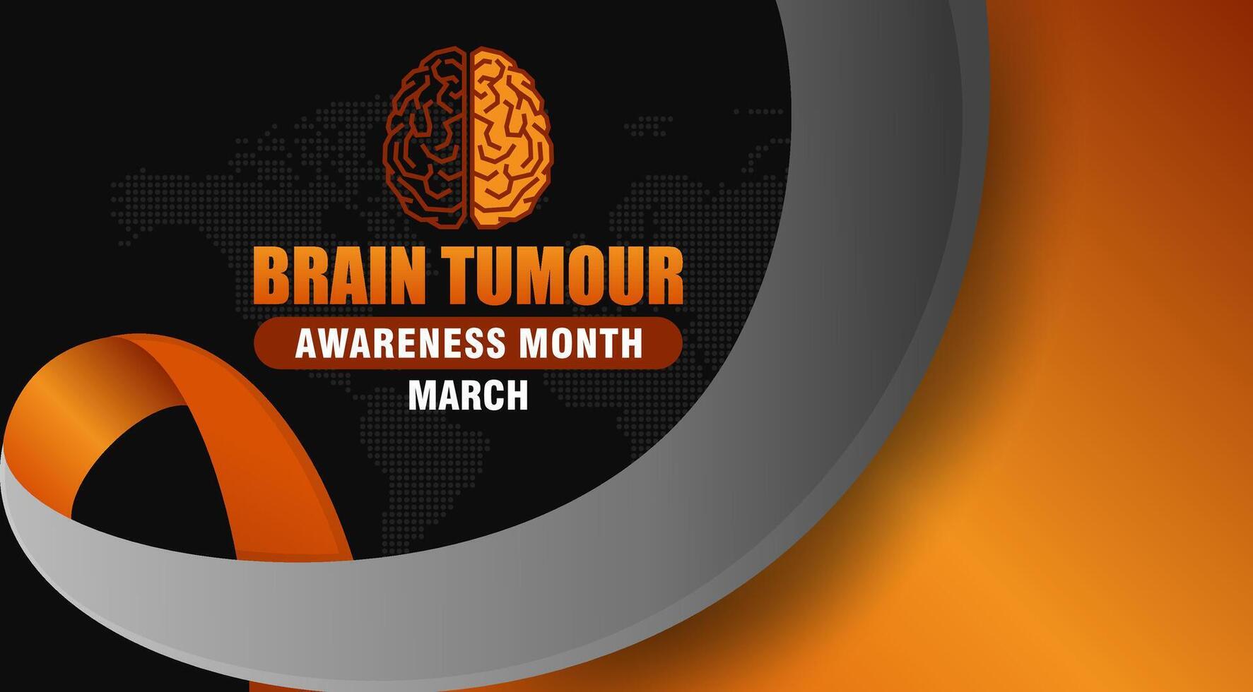 Brain Tumour Awareness Month Campaign. Observed in March. with illustrations of brain shapes and ribbons. Suitable for banners vector