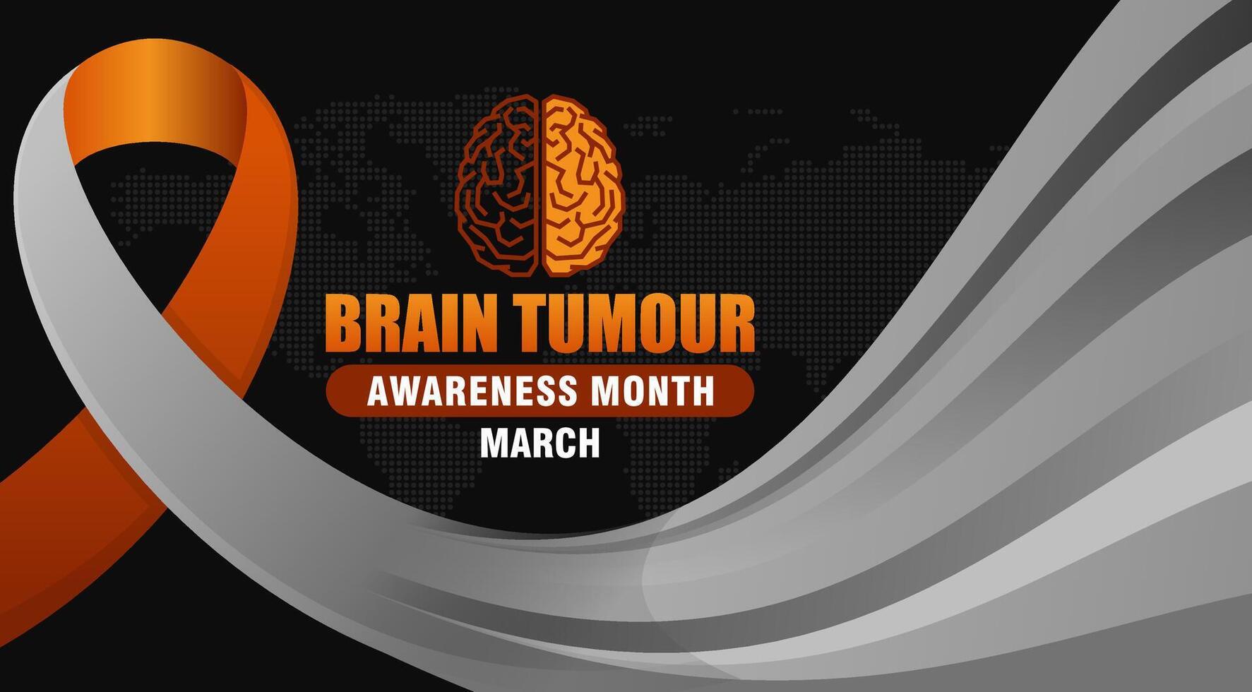 Brain Tumour Awareness Month Campaign. Observed in March. with illustrations of brain shapes and ribbons. Suitable for banners, posters, greeting cards, etc vector