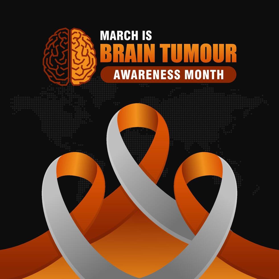 march is brain tumor awareness month. with illustrations of brain shapes and ribbons. Suitable for banners vector