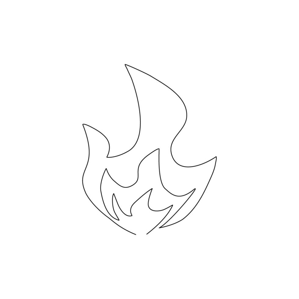 Continuous line drawing of fire on background vector