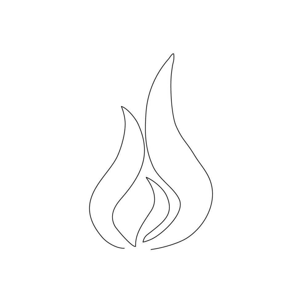 Continuous line drawing of fire vector